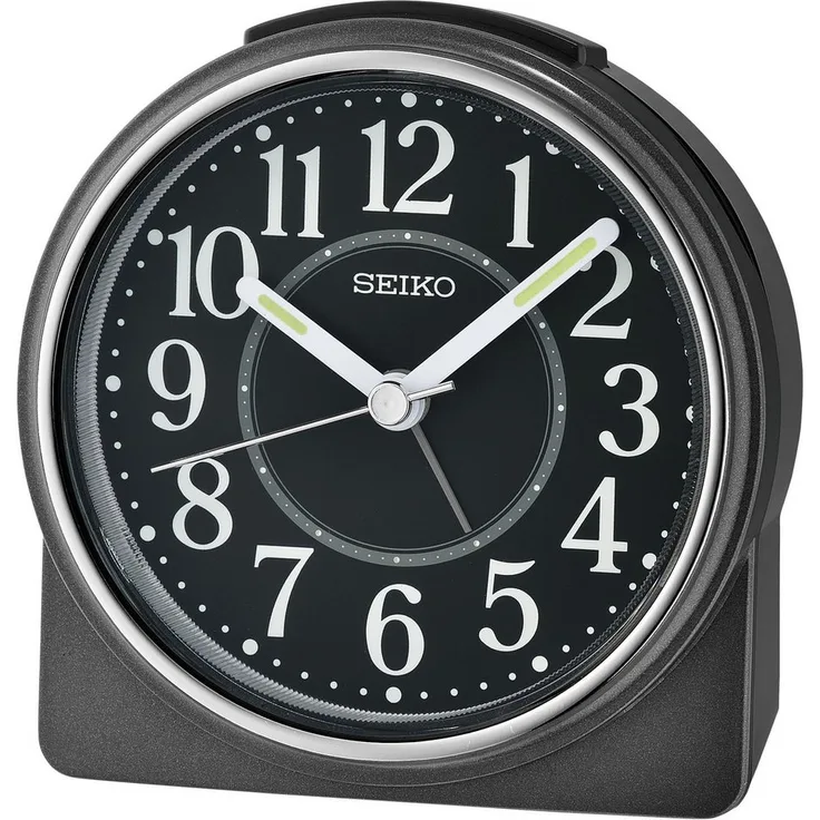 Seiko Quarzwecker SL-100, analoger Wecker mit Leuchtzeigern, durchlaufender Sekunde, schwarz
