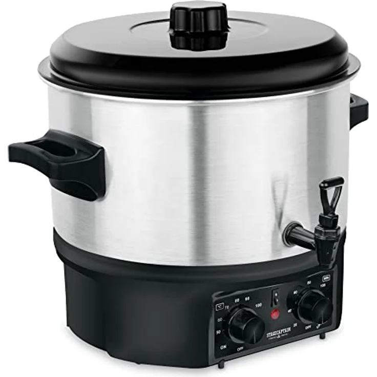 Stagecaptain GWK-16A Glühweinkocher - Einkochautomat mit 16 Liter - 2000 Watt - Gebürsteter Edelstahl - Einfache Bedienung (Temperatur und Zeitschaltuhr) - Abschaltautomatik - Silber – Bild 1