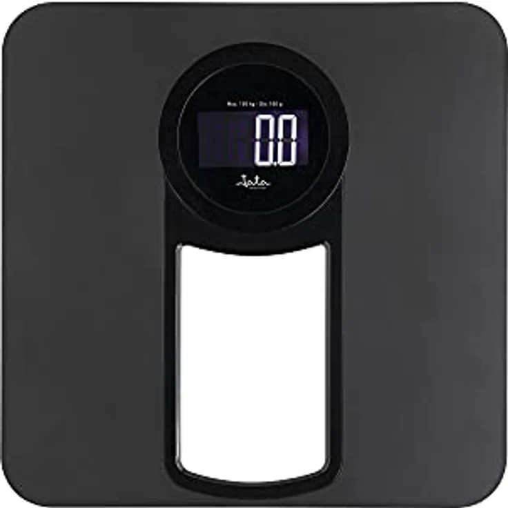 JATA Hogar HBAS1416 Extra flache Digitalwaage mit 4 Sensoren, hohe Präzision, großes LCD-Display, bis zu 150 kg, automatisches Ein- und Ausschalten.