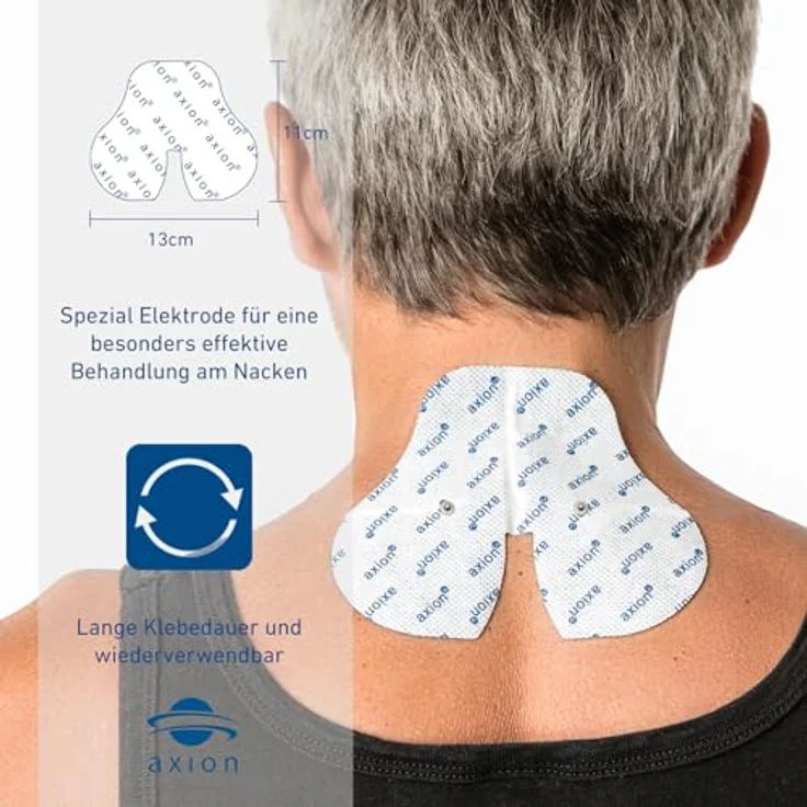 Axion Elektrodenpads für Sanitas, Beurer - 13x11cm, 3.5mm Druckknopfanschluss, selbstklebend, 1 St. für Nacken, optimale Stromverteilung – Bild 3