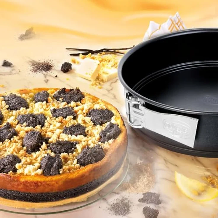 Dr. Oetker Springform Ø 26 cm, Backform mit Flachboden, runde Kuchenform aus Stahl mit Antihaftbeschichtung (Farbe: schwarz), Menge: 1 Stück – Bild 6