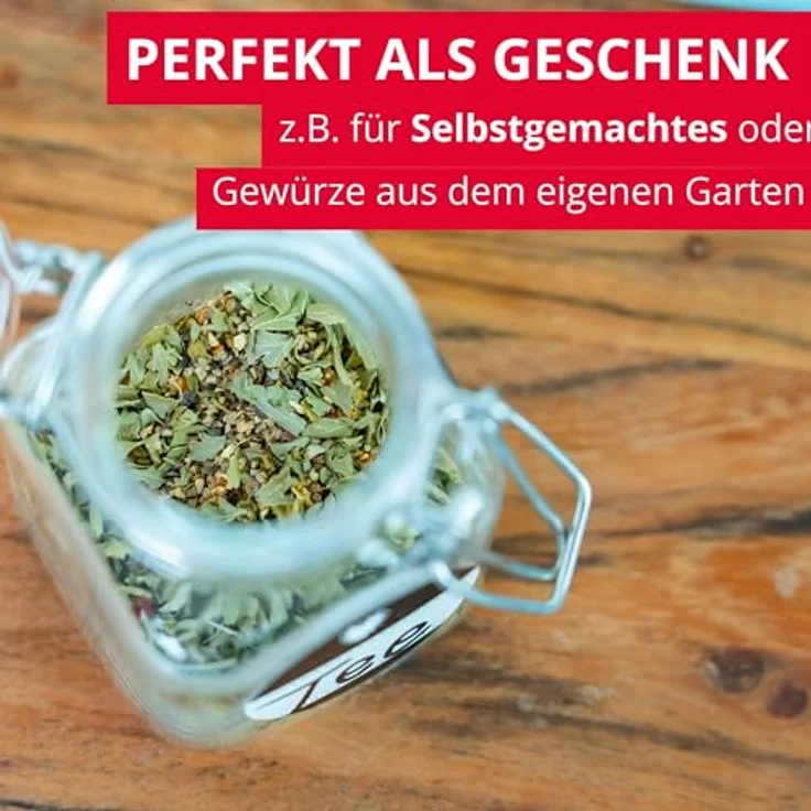 Westmark 6 Drahtbügelgläser, 100 ml, Transparent/Silber, mit 8 Dekoetiketten zur individuellen Beschriftung – Bild 5