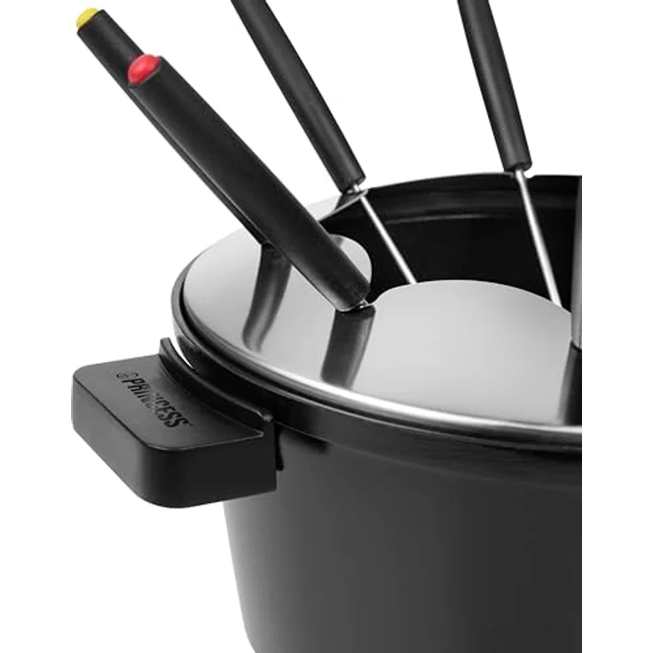 PRINCESS Fondue Princess 173110, Fondue Black mit 1,5 L Volumen, einstellbarem Thermostat und 8 Edelstahlgabeln – Bild 2