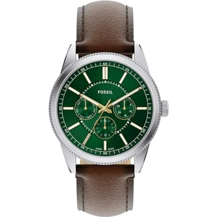 Fossil Quarzuhr PEARSON FS6137, Herrenuhr mit grünem Zifferblatt, analoge Anzeige, Lederarmband, Tag und Wochentagfunktion – Bild 1