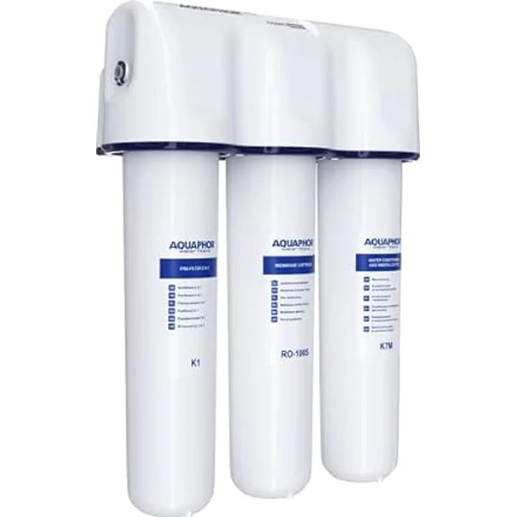 Aquintos Wasseraufbereitung AQUAPHOR RO-312S PRO Umkehrosmoseanlage + 2,5 Liter Wasserkrug mit Schwimmerschalter, Entsalzung, Entkalkung, Keime, Bakterien, organische Verunreinigungen, Chlor, Schwermetalle, Pharmazeutika, Medikamente, Mikroplastik, blau – Bild 2
