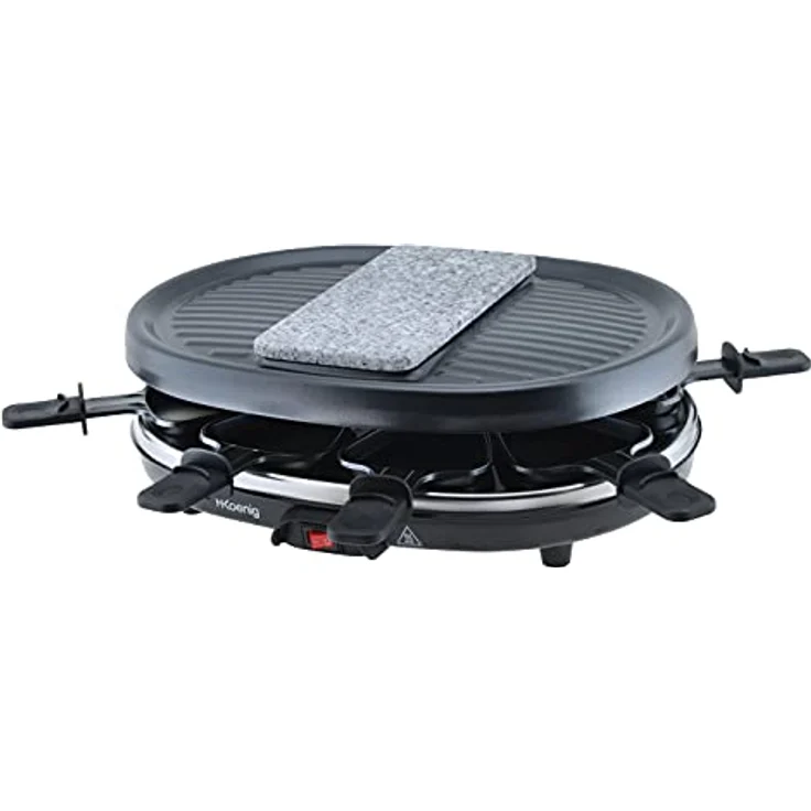 H.Koenig RP80 Raclette-Gerät - 8 Personen - Naturstein und Grillplatte - mit Pfännchen - 900 W - schwarz – Bild 2