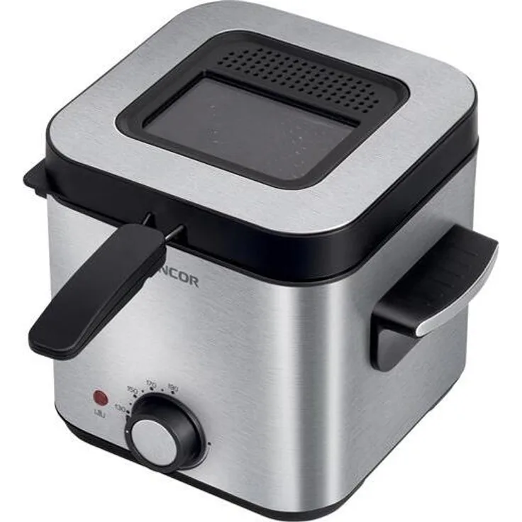 SENCOR SFR 6200SS Fritteuse, kompakte Öl Fritteuse in Silber mit 900 Watt Leistung und 1,5 Liter Behälter