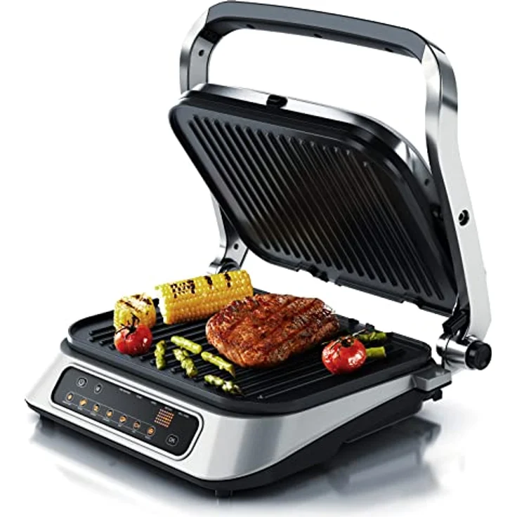 Arendo Kontaktgrill - Elektrogrill mit Digitalsteuerung 1900 W - elektrischer Tischgrill Sandwichmaker - 7 Programme - antihaft beschichtetes Edelstahl - abnehmbare Platten Abtropfschale - GS – Bild 2