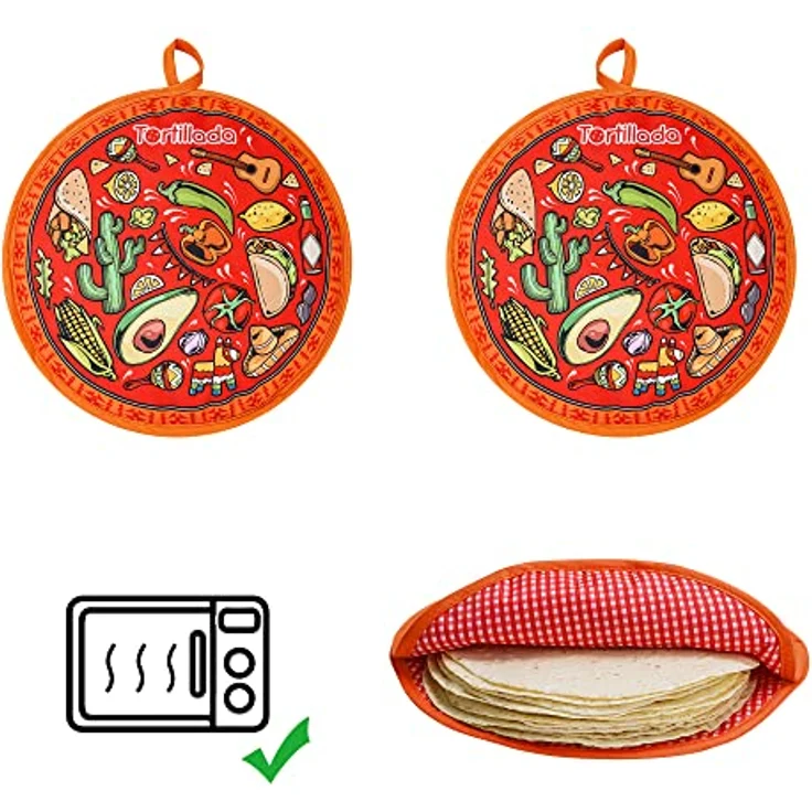 Tortillada Brotkorb 30 cm Tortilla Wärmer/Wärmebehälter mikrowellengeeignet aus Baumwolle – Bild 9