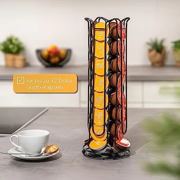 eluno Kapselständer Dolce Gusto, Kapselspender, bis zu 32 Kapseln, 360° drehbar, Kapselhalter schwarz – Bild 4