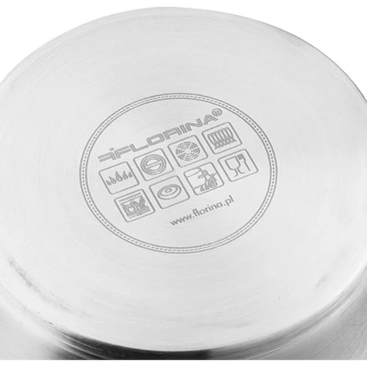 FLORINA Topf aus Edelstahl (2,5 l) 18 cm I Kochtopf mit Glasdeckel I Mit Messbecher und genieteten Griff I 3-Schicht-Boden I Spülmaschinengeeignet I Ideal für Induktionsherd, Gasherd und Elektroherd – Bild 4