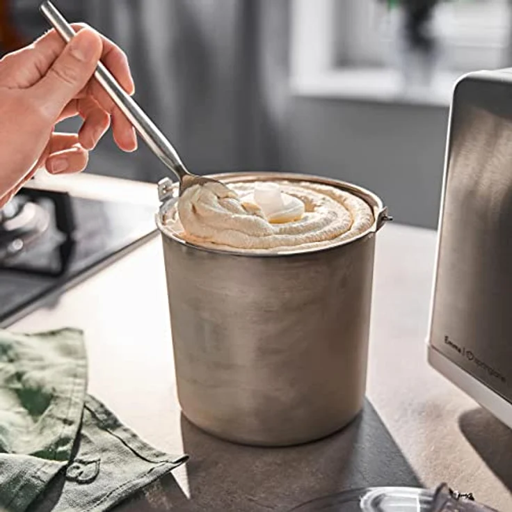 Springlane Eismaschine mit Kompressor Emma, inkl. Rezeptheft, 1,5 l, 150 W, Silber + Zusatzbehälter Edelstahl – Bild 7