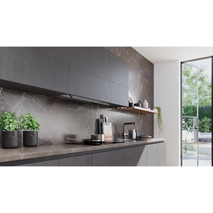 Siemens iQ300, Integrierte Designhaube, 90 cm, Klarglas, Mattschwarz, leiser Motor, Drucktastensteuerung – Bild 2