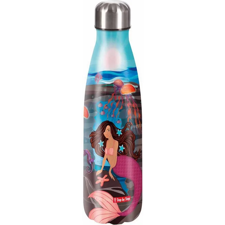 Step by Step Trinkflasche Insulated Stainless Steel, 0,5 l, blau mit Kindermotiv "Mermaid Delia", 100% BPA-frei