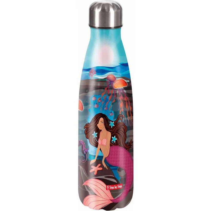 Step by Step Trinkflasche Insulated Stainless Steel, 0,5 l, blau mit Kindermotiv "Mermaid Delia", 100% BPA-frei