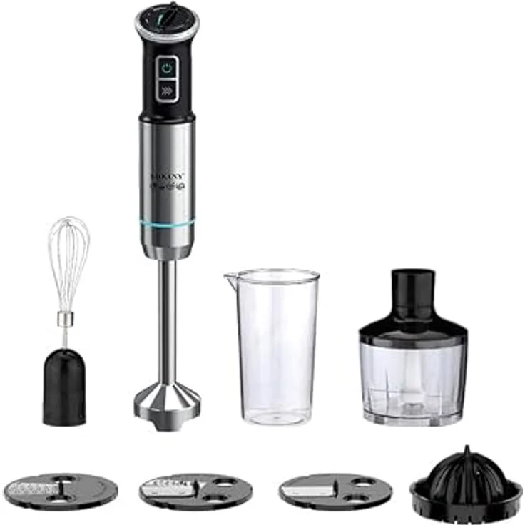 SOKANY Stabmixer Set 1500 W, Pürierstab mit stufenloser Geschwindigkeit, inkl. 8-teiliges Zubehör Set aus Edelstahl – Bild 1