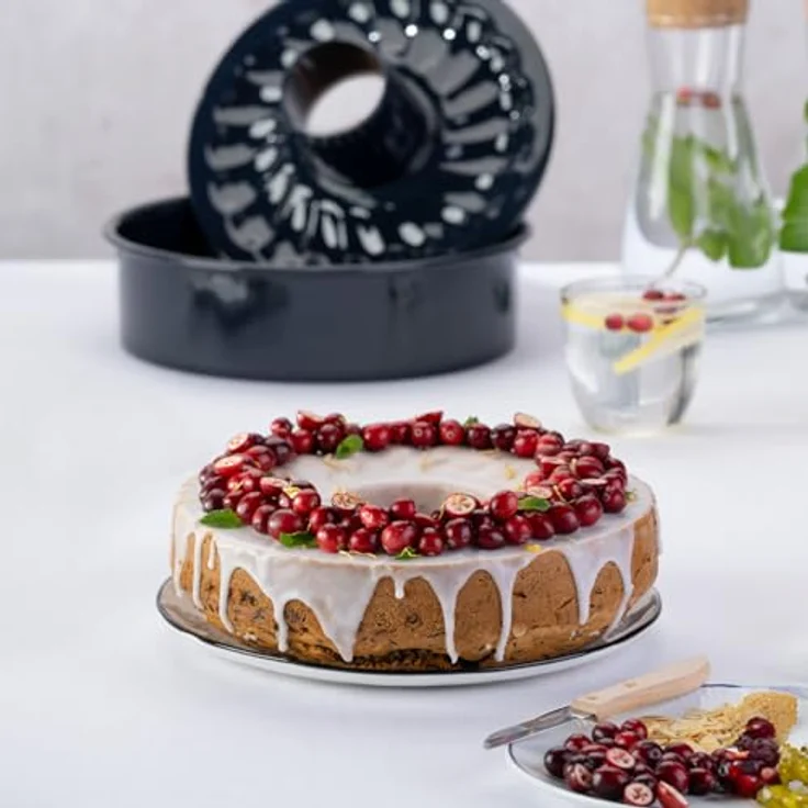 Dr. Oetker form mit Flach- und Rohrboden Ø 26 cm BACK-LIEBE EMAILLE, runde Backform mit schnitt- & kratzfester le-Versiegelung, Kuchenform mit 2 Böden (Farbe: Blau), Menge: 1 Stück – Bild 3