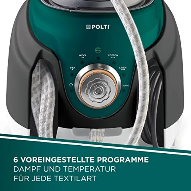 Polti La Vaporella XT120C Intelligentes Bügeleisen mit Kessel, ECO-Funktion, für Langlebigkeit, 8.5 bar, Steam Pulse 600 g, türkis/grau – Bild 4