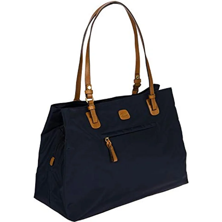 Bric's Shopper X-Bag Shopping, stilvolle Schultertasche aus satiniertem Nylon mit Lederakzenten, 40 cm, blau – Bild 2