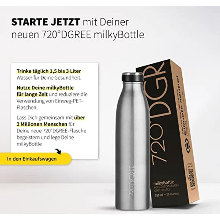 Trinkflasche Isolierflasche Edelstahl 350ml Doppelwandig 720°DGREE milkyBottle solid stainless – Bild 6