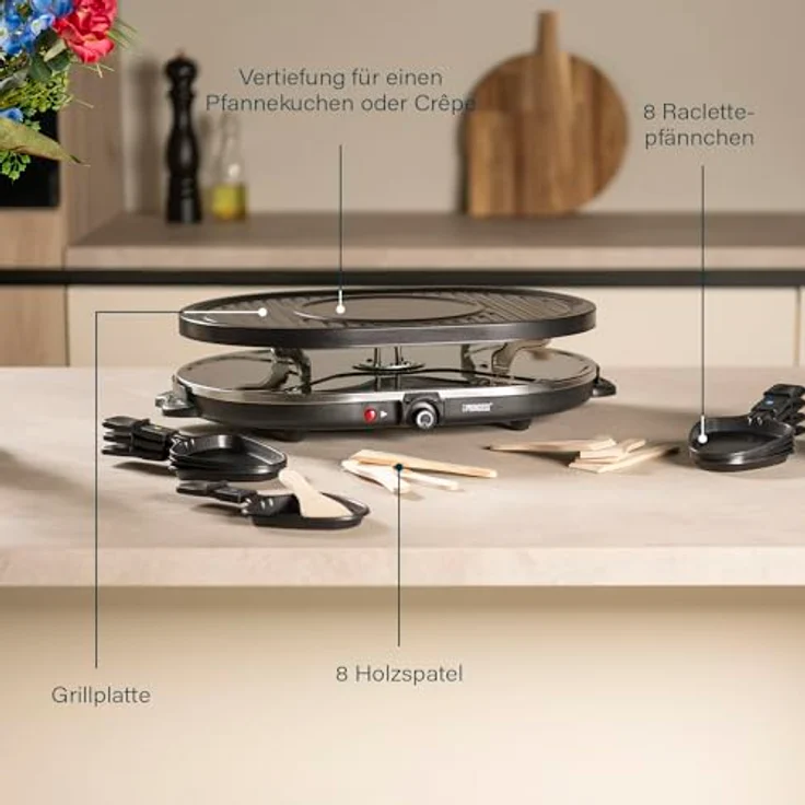Princess Oval Grill und Party Raclette für bis zu 8 Personen ? mit speziellem Crepe Bereich, 162700 – Bild 6