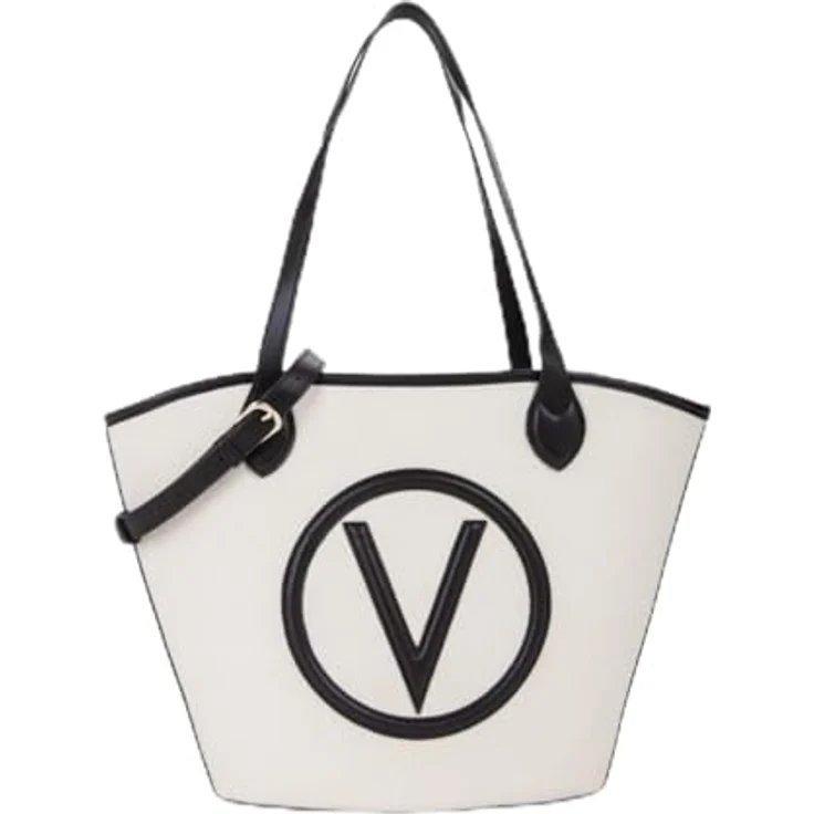 Valentino Covent Shopper Tasche, 28.5 cm x 12 cm x 26.5 cm, 100% Canvas, schwarz – Bild 1