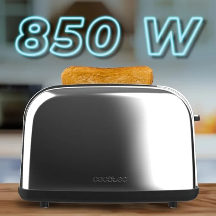 Cecotec Toastin' time 850 Inox Lite, Doppelter Kurzschlitztoaster für 2 Scheiben, 850 W, Edelstahl mit 7 Bräunungsstufen und automatischem Pop-up-Mechanismus – Bild 4