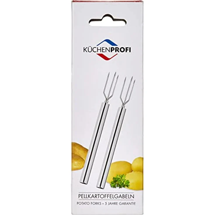 Küchenprofi Pellkartoffelgabeln mit 3 Zinken , Rostfreier Edelstahl , Silber , Länge 13cm , Spülmaschinengeeignet , Küchenhelfer , Pellkartoffel Piekser , Pellkartoffelgabel , Schälhilfe – Bild 2