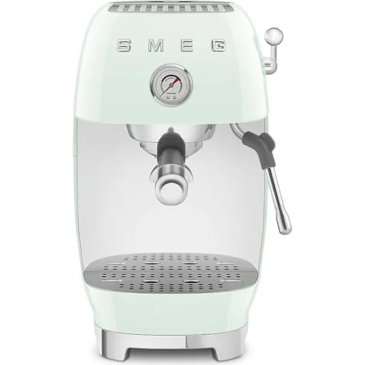 Smeg ECF03PGEU, Premium Siebträgermaschine im 50’s Style, Pastellgrün, mit Cold-Brew-Funktion und manueller Dampflanze
