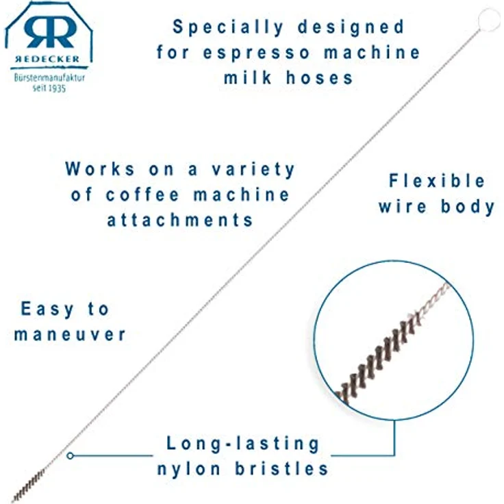 Redecker Milchschäumer-Schlauchbürste, 32 cm, in Drah gedrehtes Nylon – Bild 5