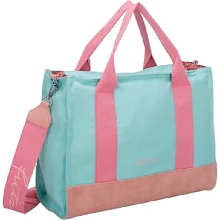 Fritzi aus Preußen Handtasche, große Canvas Tasche 40 cm, abnehmbarer Schulterriemen, Türkis – Bild 4