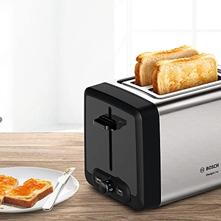Bosch DesignLine TAT4P420 Toaster, 2 Scheiben, Edelstahl-schwarz – Bild 3