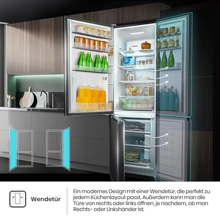 HISENSE RB3N300NEFA Kühlgefrierkombination, 304 l, No Frost, 1873 mm hoch, Schwarz, mit elektronischer Steuerung und Holiday Modus – Bild 8