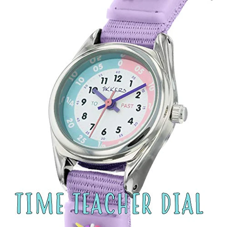 Tikkers Mädchen Analog Classic Quarz Uhr TK0148, Textilarmband mit Einhorn-Design, verstellbarem Klettverschluss, 24 mm Gehäuse – Bild 3