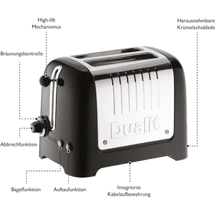 Dualit 26225 2 Scheiben Lite Toaster gloss, schwarz – Bild 4