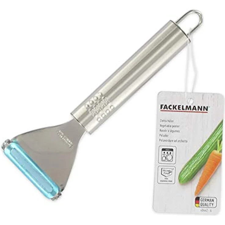 Fackelmann Ziehschäler OVALGRIFF, Universalschäler aus Edelstahl, robuster Schäler für Gemüse und Obst mit scharfer Klinge (Farbe: Silber), Menge: 1 Stück – Bild 4