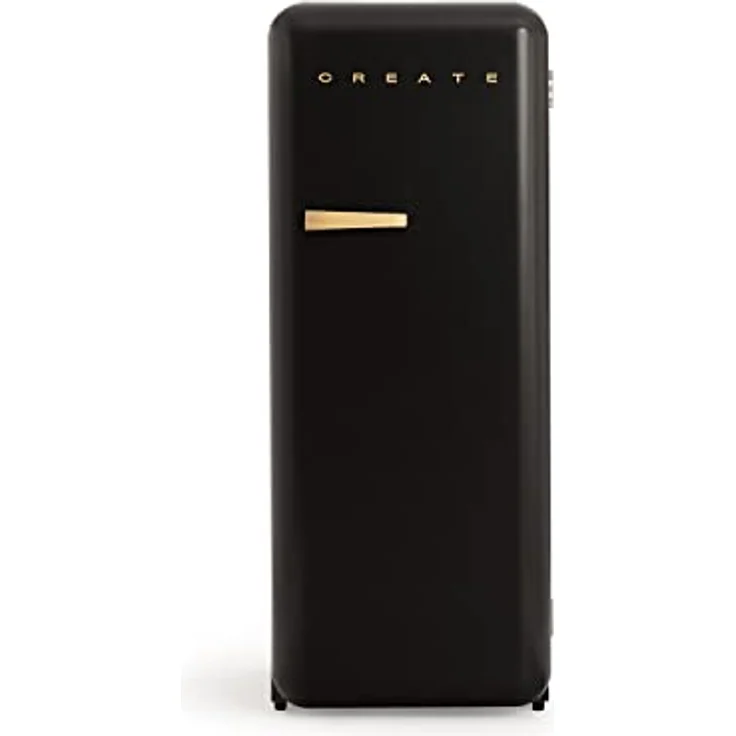 CREATE Retro Fridge 150 Wood, Kühlschrank mit Gefrierfach 281L in Schwarz, 3 Ablagen, Temperaturregelung, 150 cm – Bild 1
