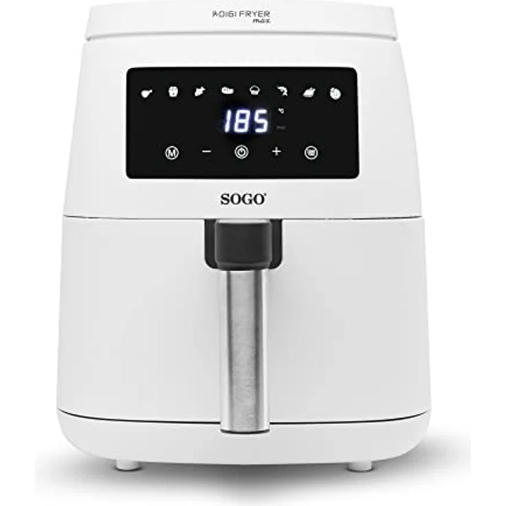 SOGO Heißluftfritteuse, Frittieren ohne Öl, 4,5 l, 1500 W, digitale Steuerung mit Timer und Temperaturregelung, Edelstahlzange, mehrsprachiges Rezeptbuch – Bild 1