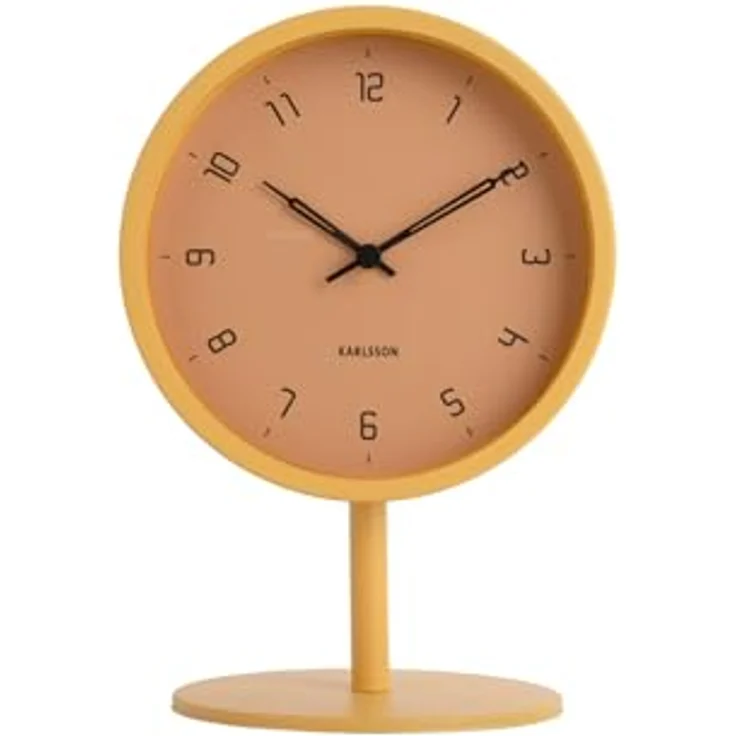 Karlsson Tischuhr Stark, gelbe Metall Uhr, rund, 15 cm Durchmesser, moderne Dekoration – Bild 3