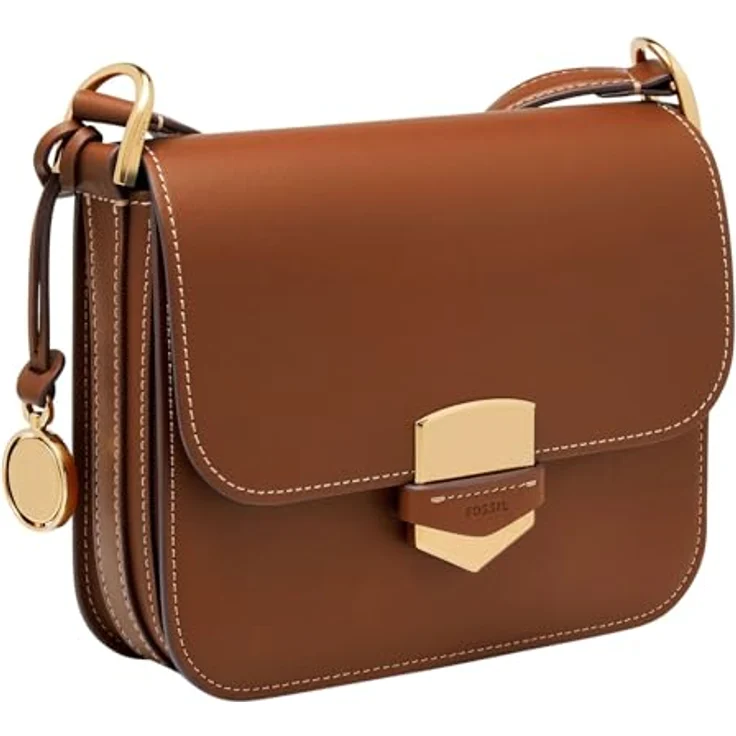 Fossil Lennox Umhängetasche, braun, Leder, verstellbarer Schulterriemen, 1 Zipperfach, Überschlagklappe mit Magnetverschluss – Bild 2