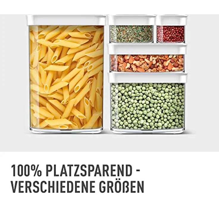 Emsa N11429 Optima 7-teiliges Trockenvorratsdosen-Set | 2 x 0,45/2 x 1/2 x 1,6/2,2 Liter | rechteckig | 100% sicher/hygienisch/unbedenklich | Frischedichtung | BPA-frei | transparentes Design – Bild 3