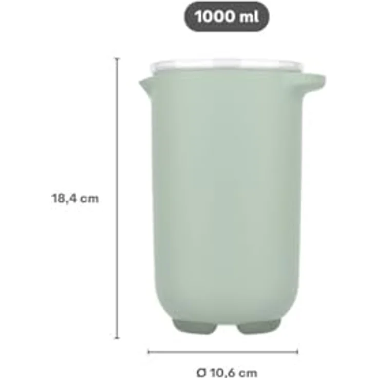 Mepal Chef it Rührschüssel 1000 ml mit Deckel, ergonomischer Griff, rutschfester Boden, hitzebeständig, coral – Bild 4