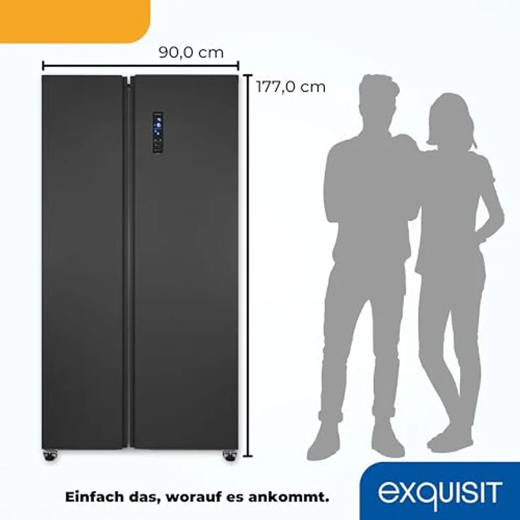 Exquisit Side-by-Side-Kühlschrank, NoFrost, 442 Liter, LED-Display, inoxlook-az – Bild 7