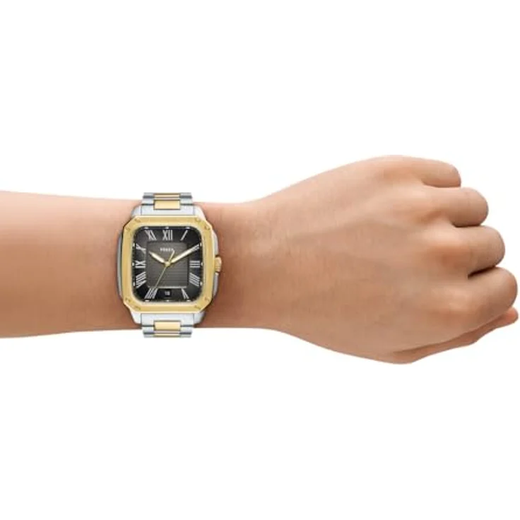 Fossil Crosby, Herrenuhr Edelstahl mit blauem Ziffernblatt, 42 mm Gehäuse und Datumsanzeige, wasserdicht bis 50 m – Bild 2