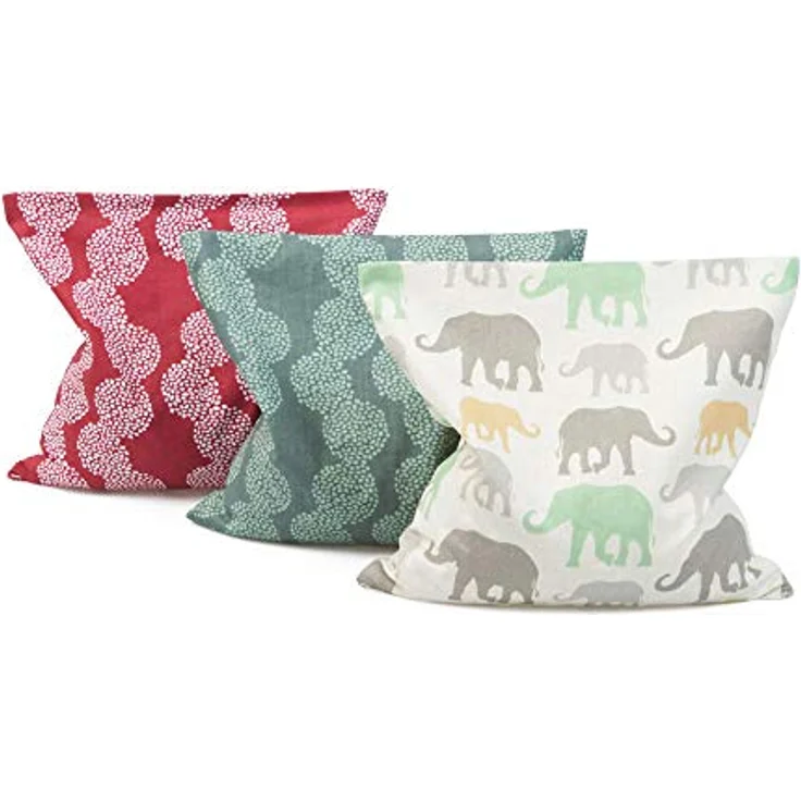 GRÜNSPECHT Kirschkern-Kissen 19x19cm, Wärmekissen für Nacken, Bauch & Rücken, Bezug aus 100% Baumwolle, geeignet für Mikrowelle & Backofen, Elefanten (100-V6) – Bild 2