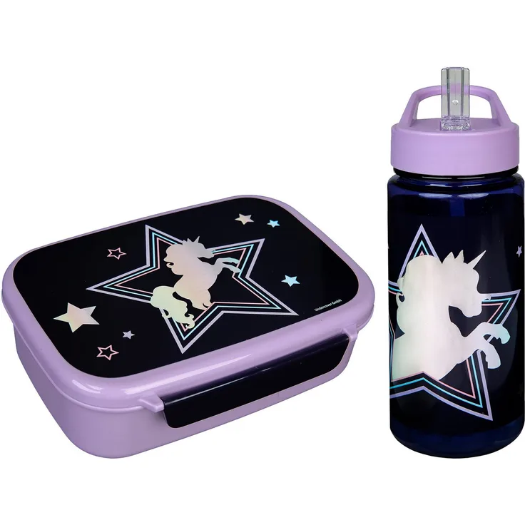 Scooli Lunchbox Set Dreamland, Brotzeitdose mit herausnehmbarem Einsatz und Trinkflasche AERO, Kunststoff, 2-tlg., 500 ml, bunt