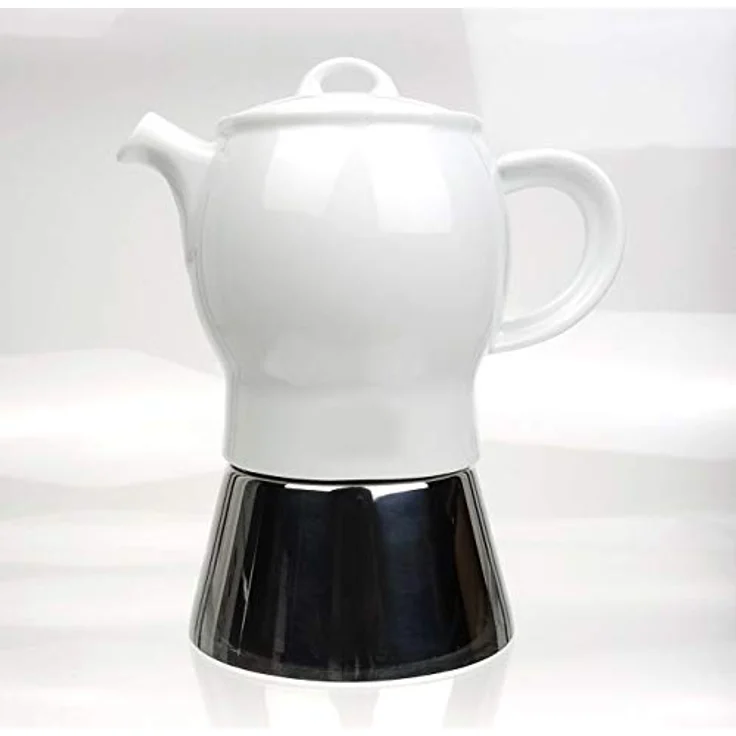 Moka Consorten Espressokocher »Carina«, Edelstahl und weißes Porzellan, Füllmenge 210 ml, Höhe 18 cm, Made in Italy – Bild 1