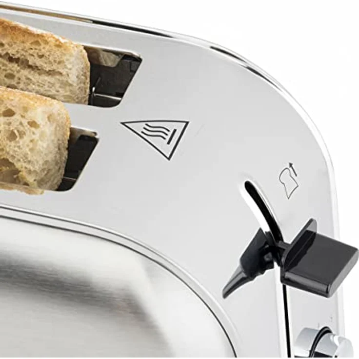 H.Koenig TOS28 Toaster - Langschlitztoaster mit extra breitem Schlitz - 7 Wärmestufen - 3 Funktionen - geeignet für Bauernbrot, 4 Toasts oder Baguette - Edelstahl - silber – Bild 6