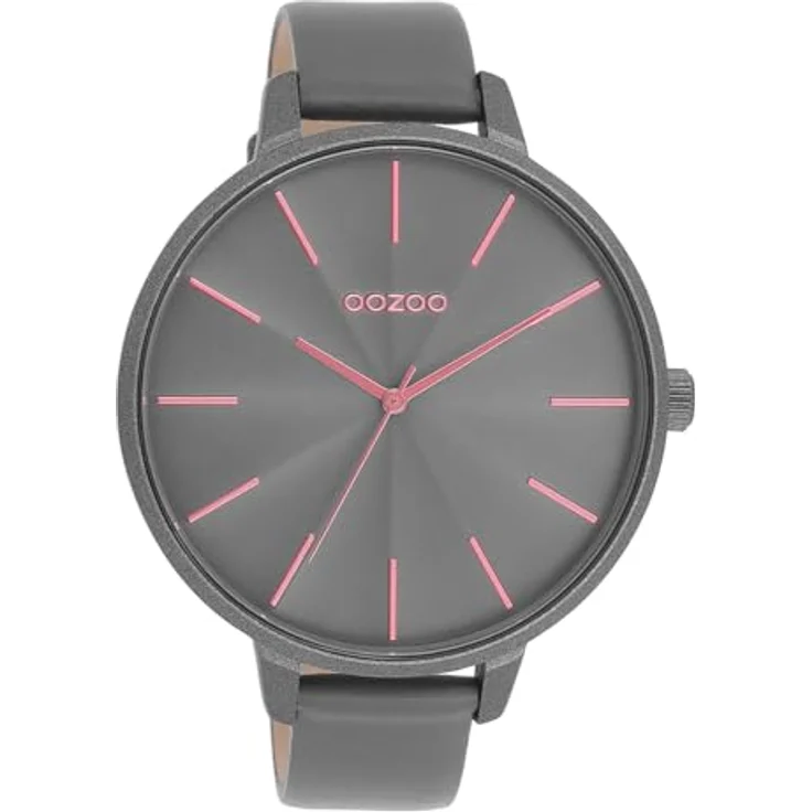 Oozoo Timepieces Damen Uhr C11254 | Armbanduhr Damen mit Lederarmband | Japanisches Quarzwerk | Modernes Design | Smoke Grey/Pink Shell – Bild 1