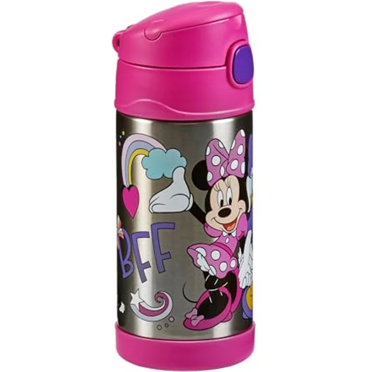 Thermos FUNTAINER Straw Bottle Disney Minnie, 0,35 l, Edelstahl, 12 h kalt, spülmaschinenfest, ideal für Kita und Schule – Bild 2